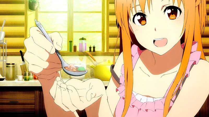 Anime Girl Eating Soup — Orange