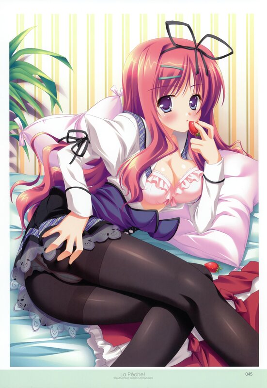 anime girl eating strawberry