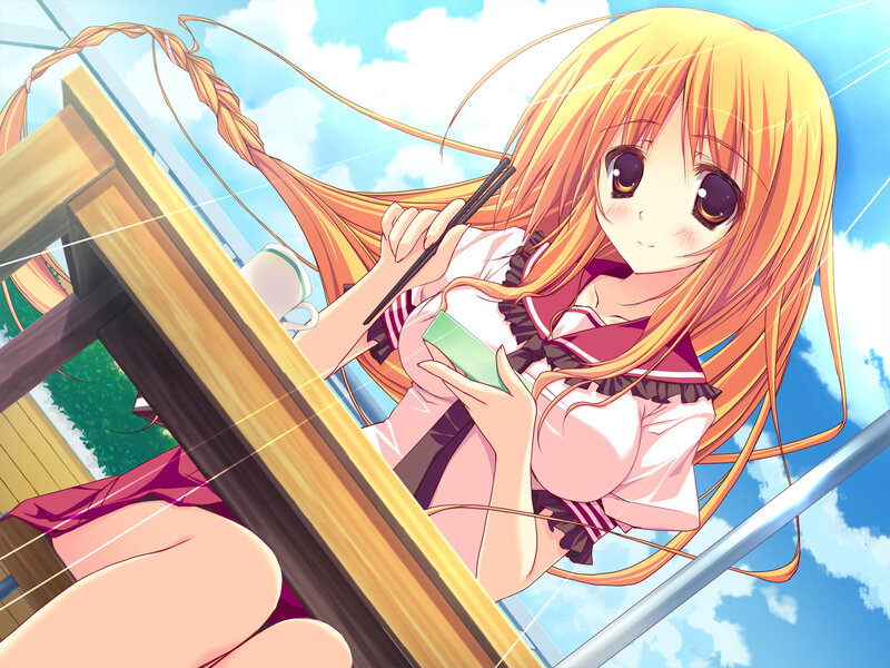 Anime Girl Eating Sushi — Orange