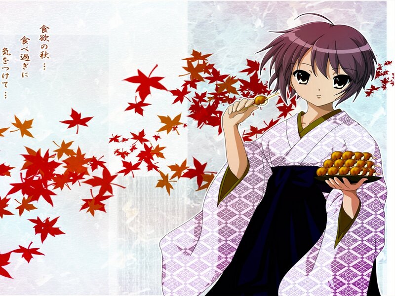 Anime Girl Eating Sweets — Purple
