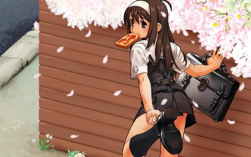 anime girl eating toast