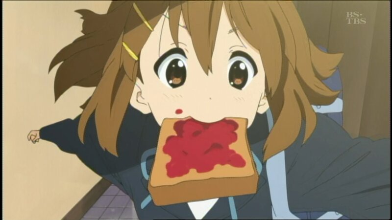anime girl eating toast