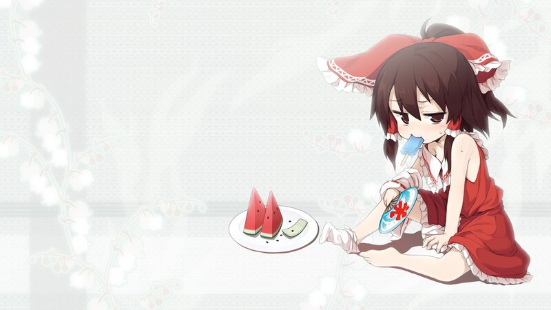 anime girl eating watermelon