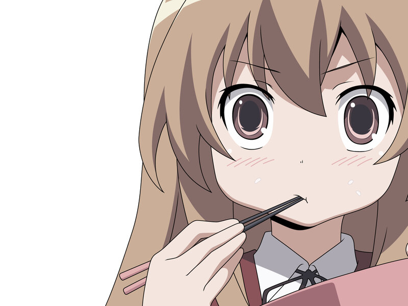anime girl eating with chopsticks