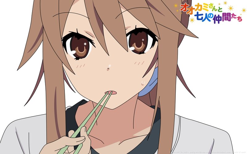 anime girl eating with chopsticks