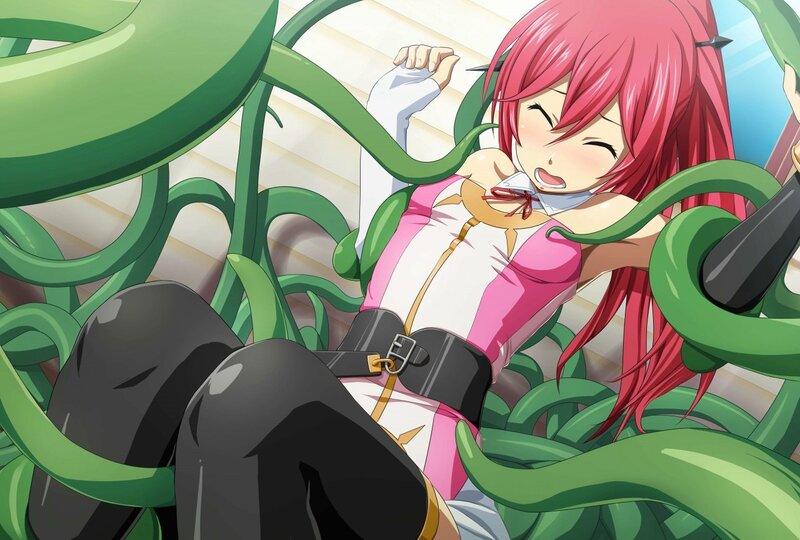 Anime girl entangled in vines