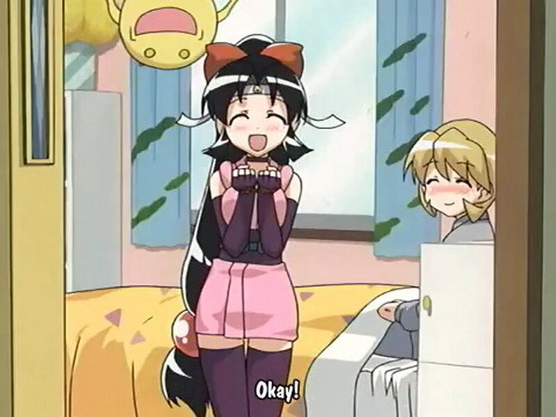 anime girl excited in room