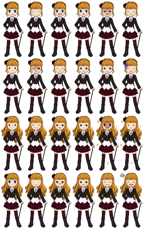 anime girl expression sheet