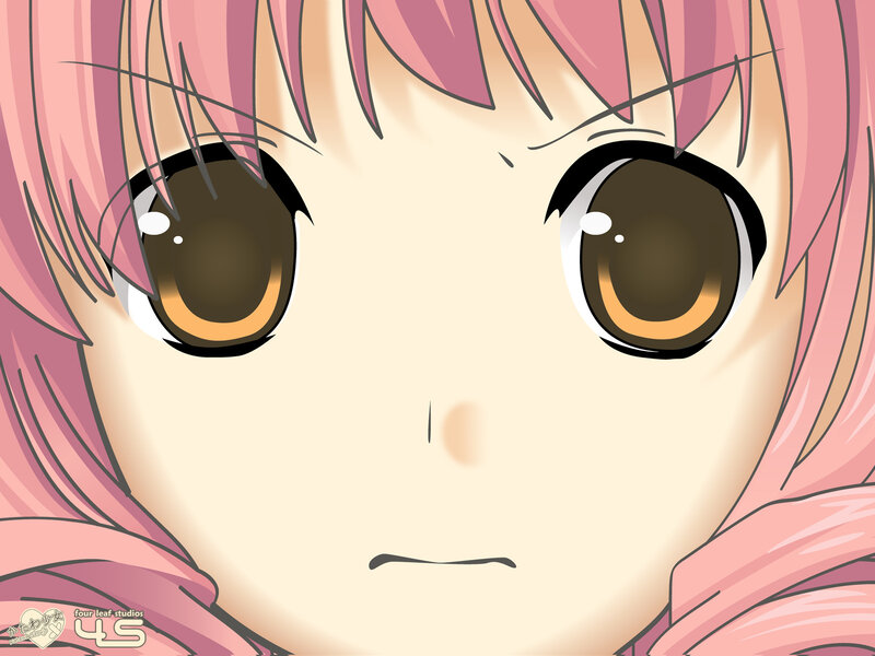 Anime Girl Face — Pink, Neutral, Pink Hair