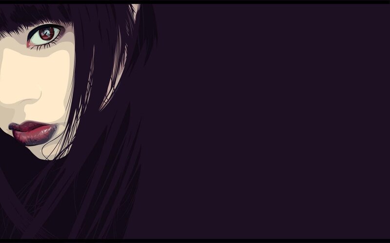 Anime Girl Face — Purple, Dramatic
