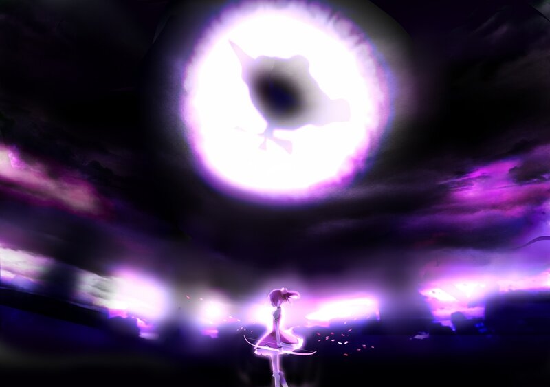 anime girl facing a glowing portal