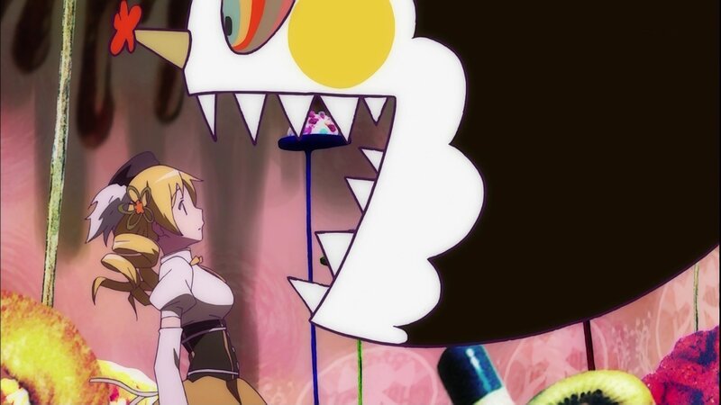 anime girl facing monster