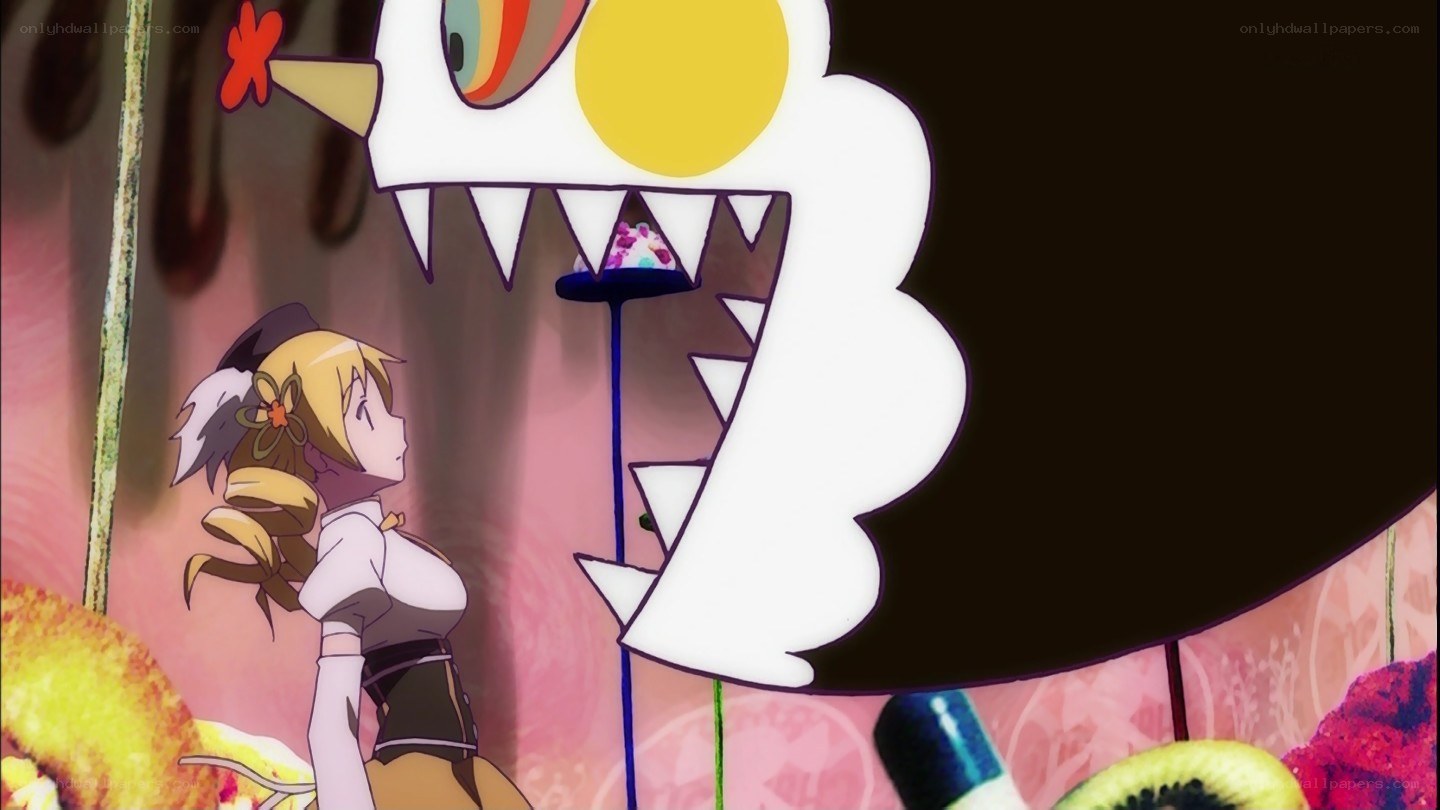 anime girl facing monster