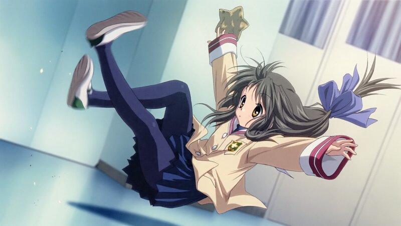 Anime Girl Falling — Beige