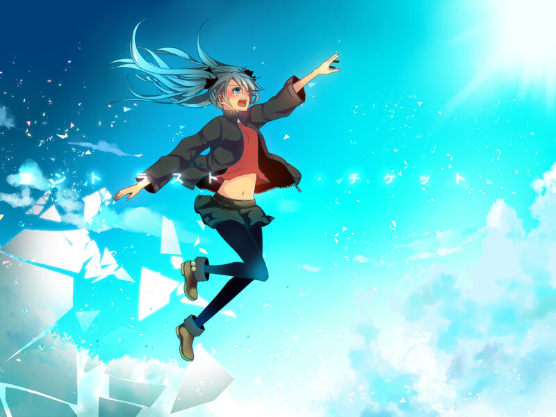 Anime Girl Falling — Blue, Dramatic, Afternoon, Digital Art