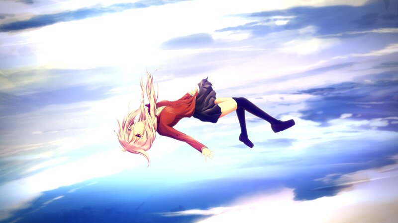 Anime Girl Falling — Blue, Dramatic, Afternoon, Sky