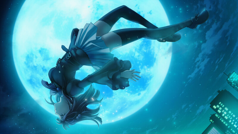 Anime Girl Falling — Blue, Dramatic, Night