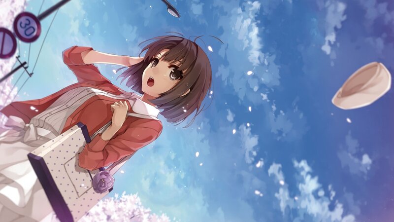 Anime Girl Falling — Blue, Dramatic, Spring