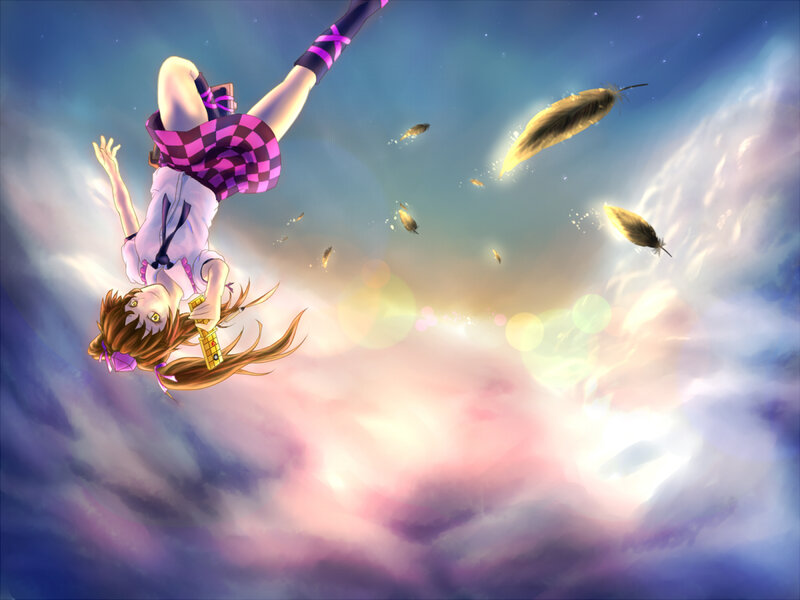 Anime Girl Falling — Blue, Dreamy