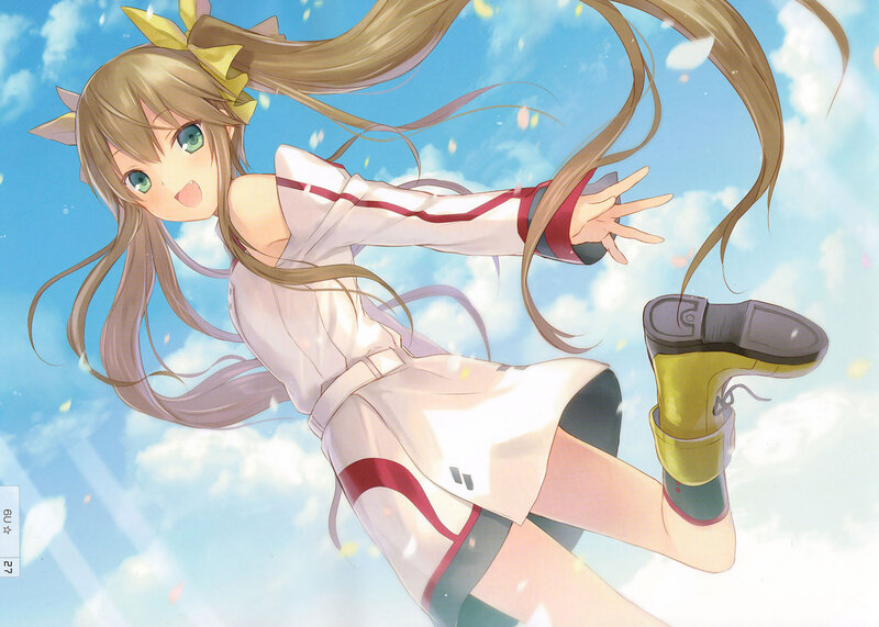 Anime Girl Falling — Blue, Playful
