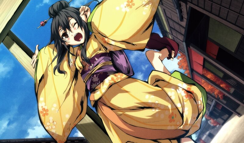Anime girl falling from building