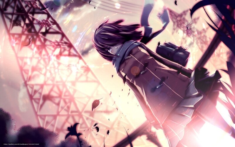 anime girl falling from tower