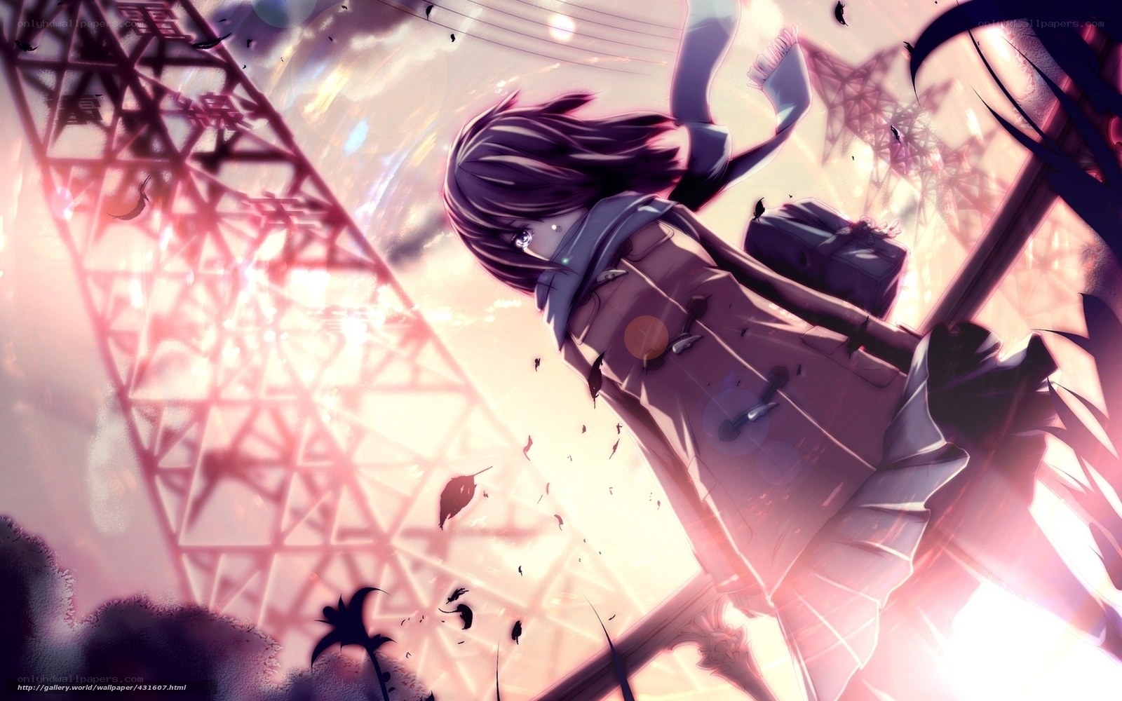 anime girl falling from tower