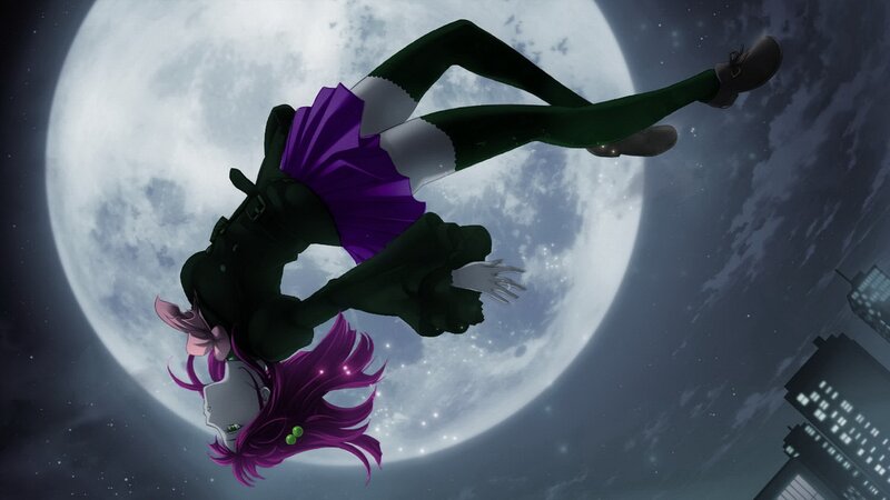 anime girl falling in moonlight