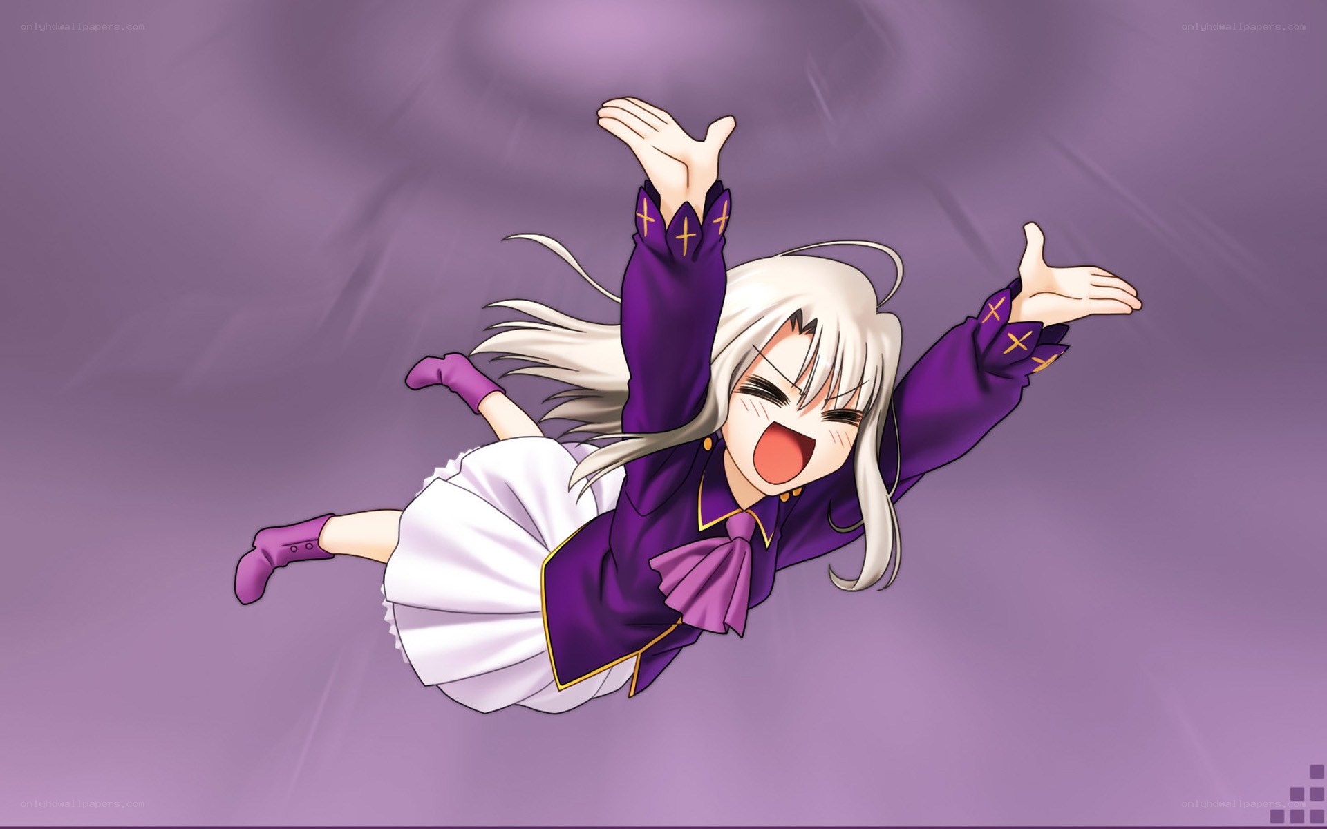 anime girl falling in purple