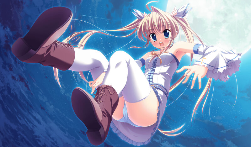 anime girl falling in water
