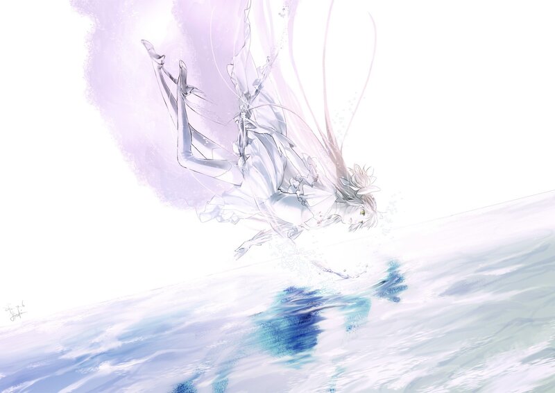 Anime Girl Falling into Water