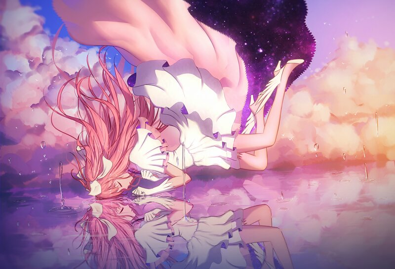 Anime Girl Falling — Purple, Dreamy