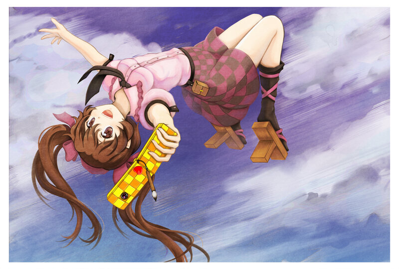 Anime Girl Falling — Purple, Dynamic, Digital Art