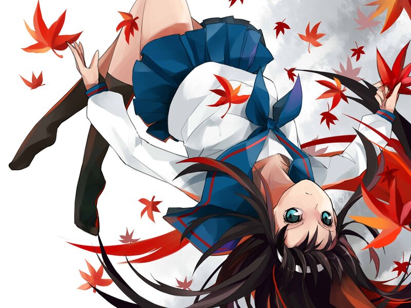 Anime Girl Falling — Red, Dynamic