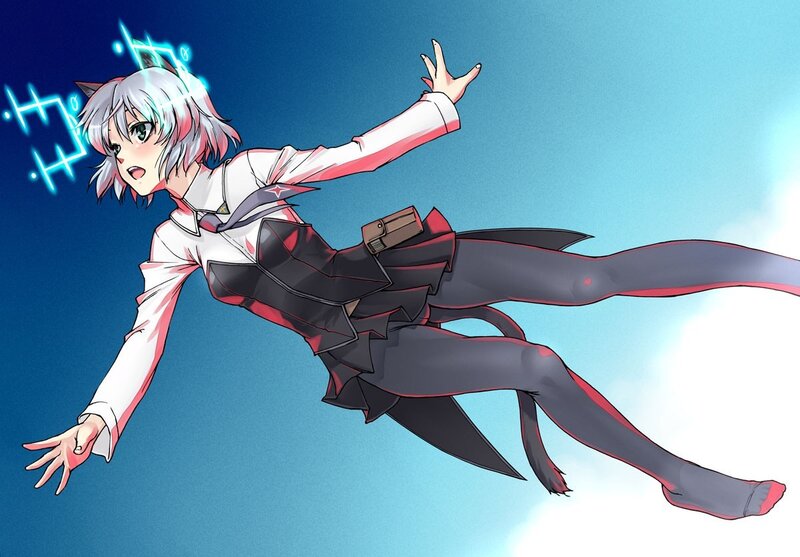 anime girl falling through sky