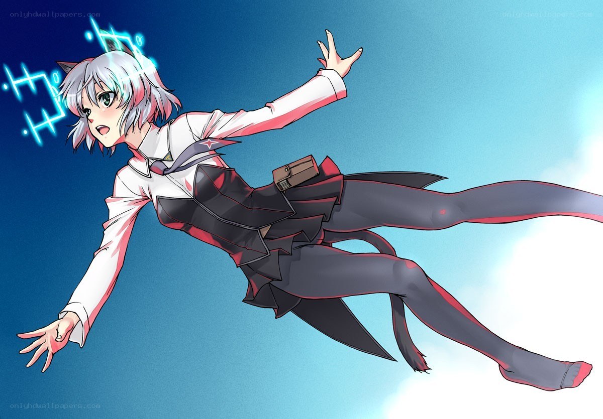 anime girl falling through sky