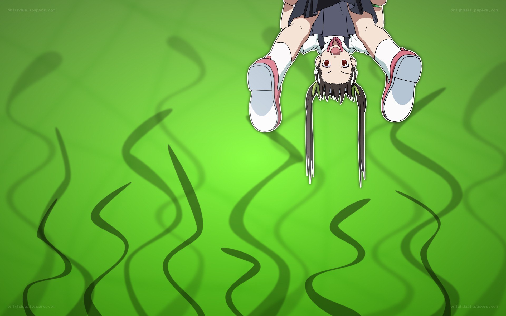 anime girl falling upside down