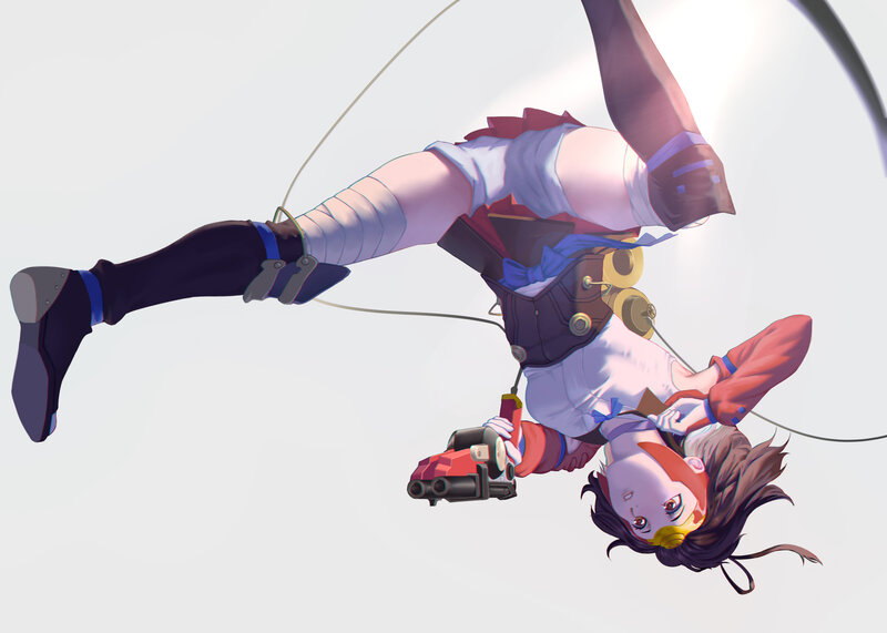 Anime Girl Falling — White
