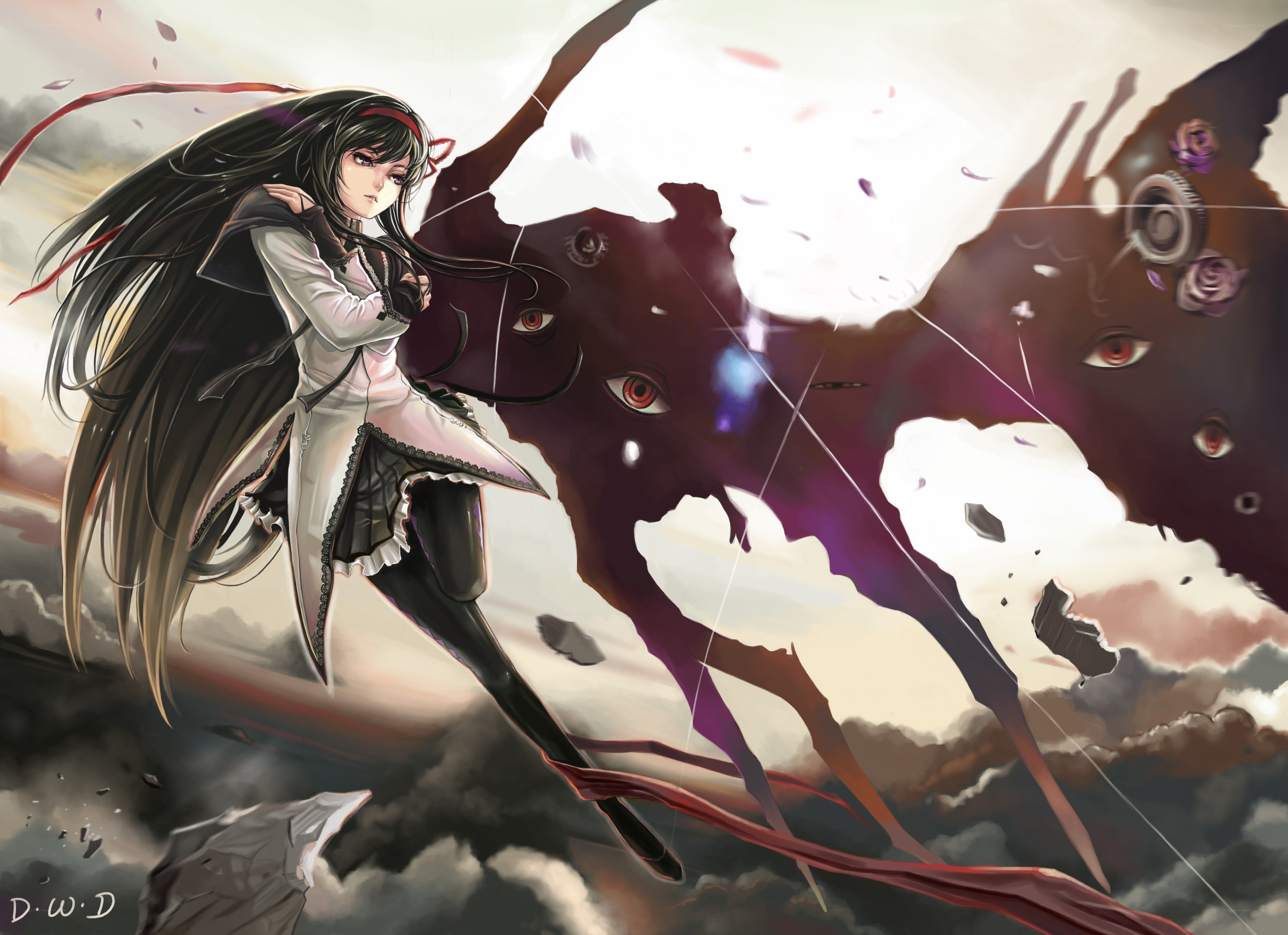 anime girl fighting dark entity