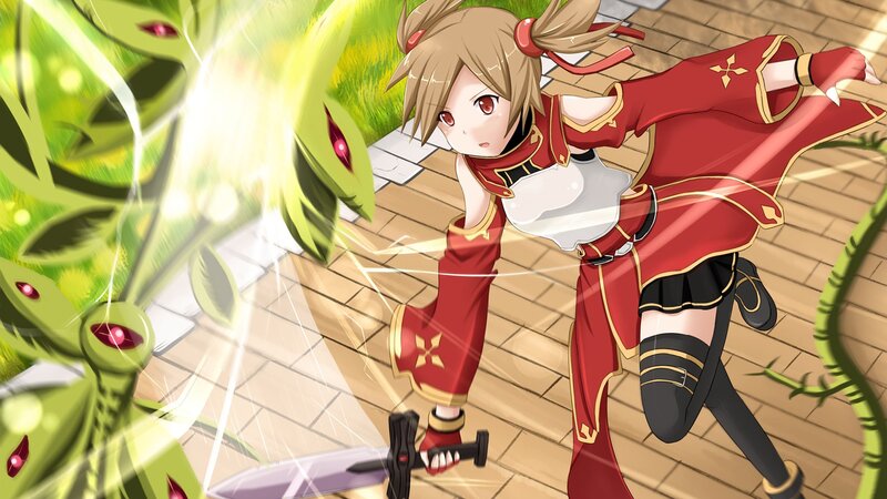 anime girl fighting plant monster