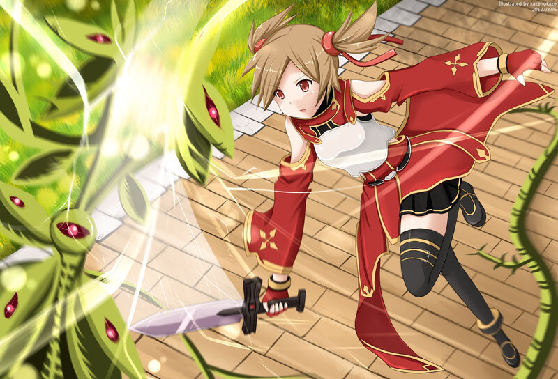 Anime Girl Fighting Plant