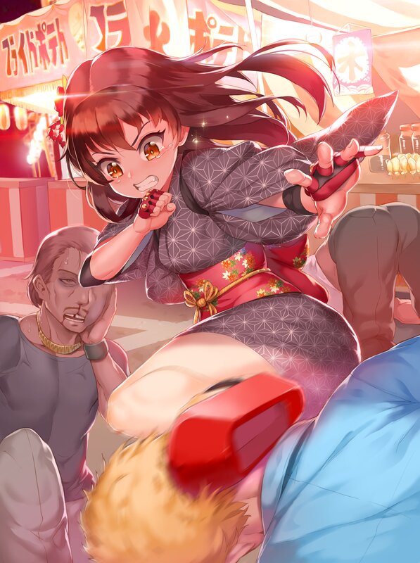 Anime Girl Fighting — Red