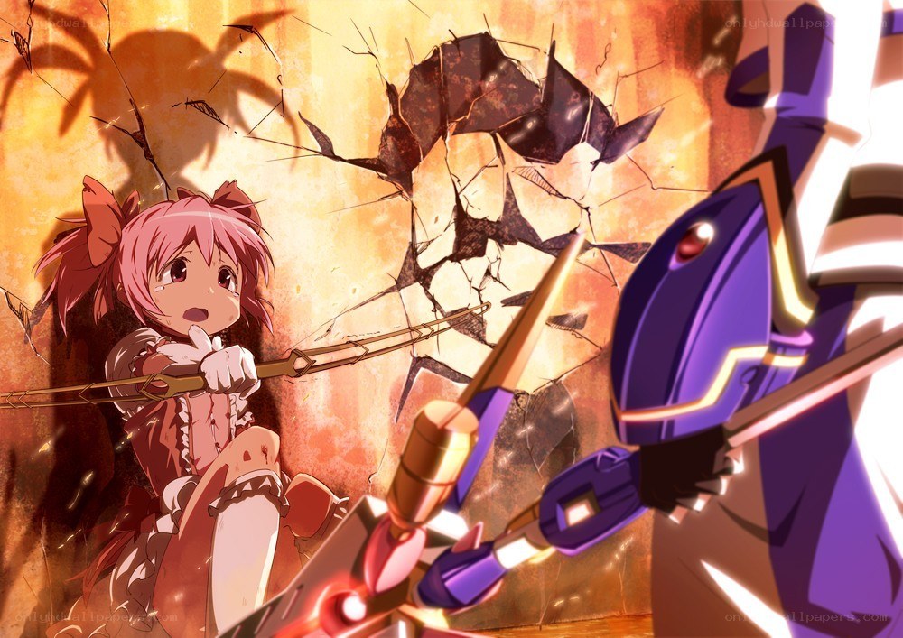 Anime girl fighting robot