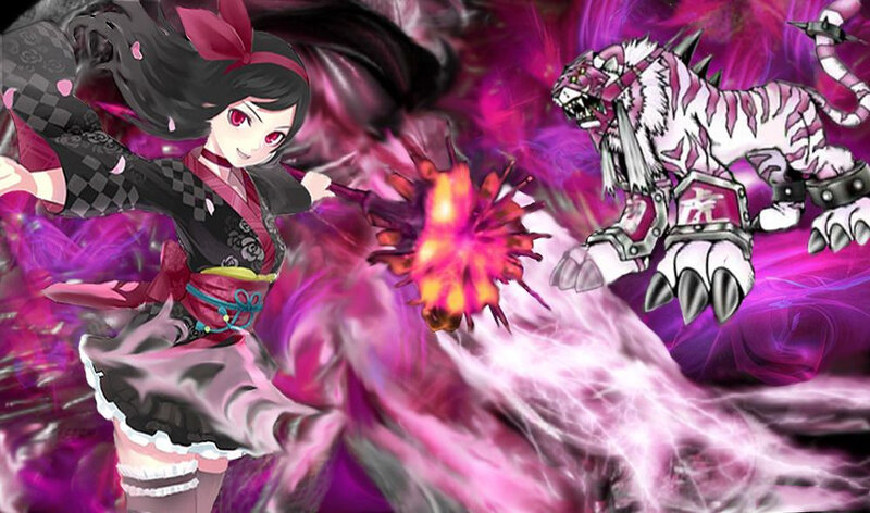 Anime Girl Fighting Tiger