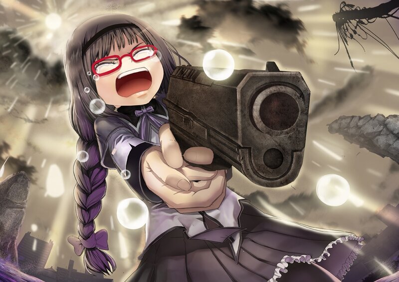 Anime girl firing a gun