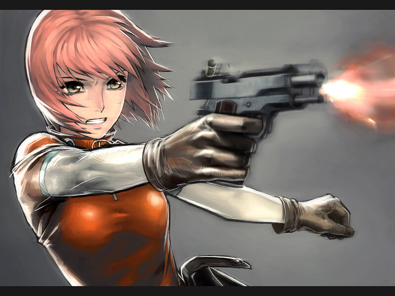 anime girl firing pistol