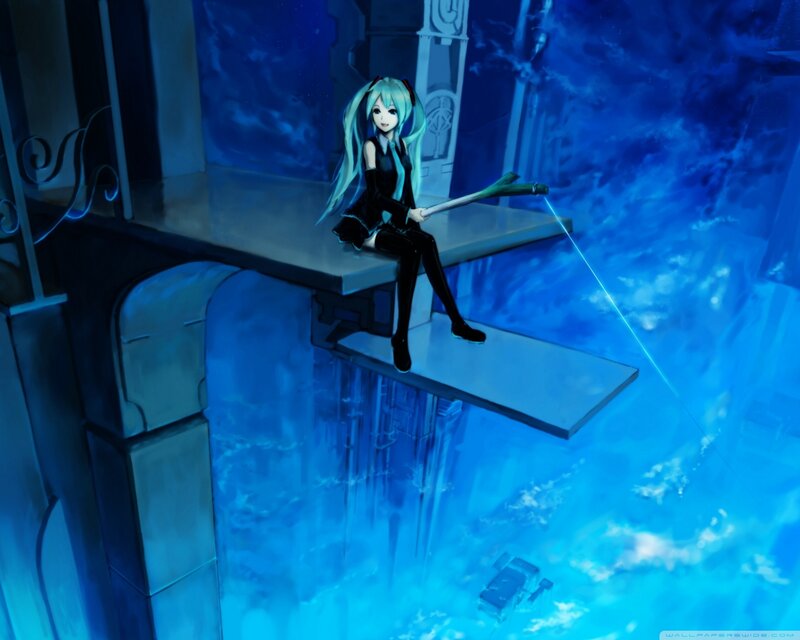 Anime Girl Fishing — Blue