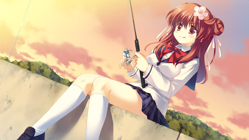 Anime Girl Fishing — Pink