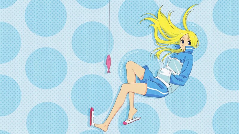 Anime girl fishing under bridge