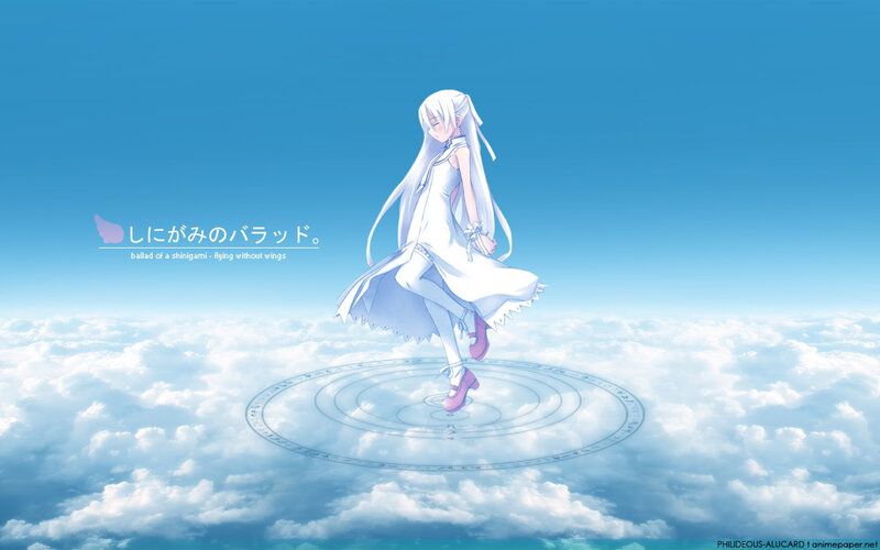 Anime Girl Floating Above Clouds